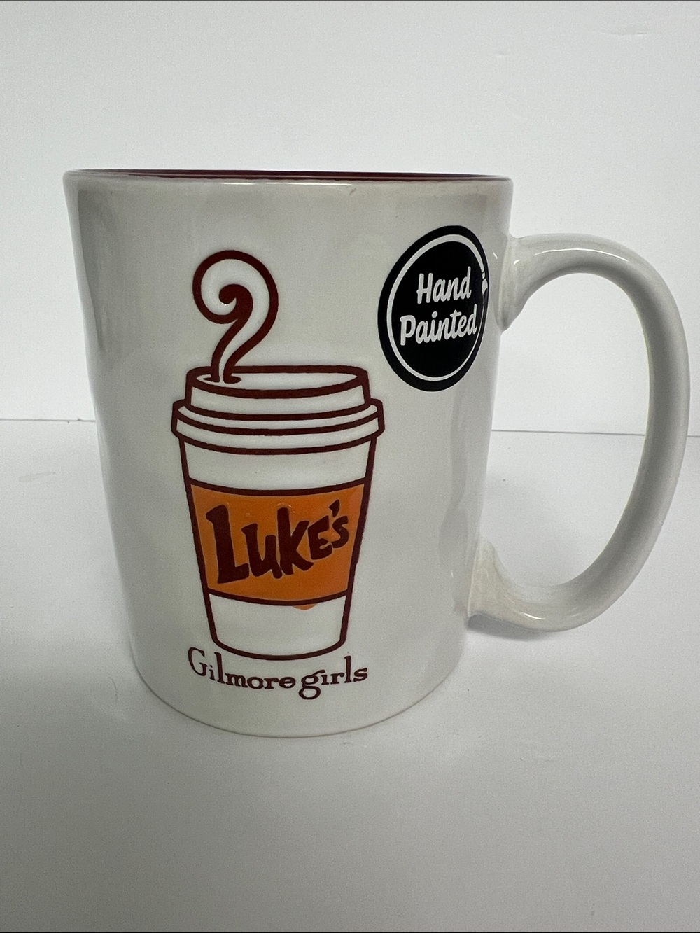 Gilmore Girls Luke's White Ceramic Coffee Mug - Hand Painted